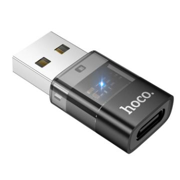 hoco UA36C USB to USB-C Female OTG Transparent Adapter (Black) - 1