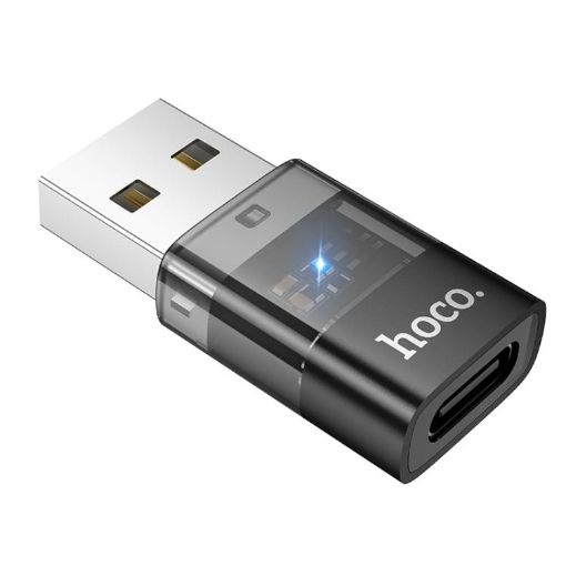 hoco UA36C USB to USB-C Female OTG Transparent Adapter (Black) - 1
