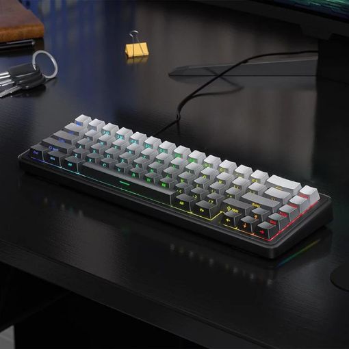 AULA F65 Mechanical Keyboard: 67 Keys, RGB, 3 Modes, Grey-Purple Axis - 1