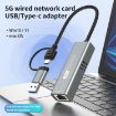 USB-C & USB3.0 to RJ45 5G Gigabit Ethernet Adapter (Grey) - 3