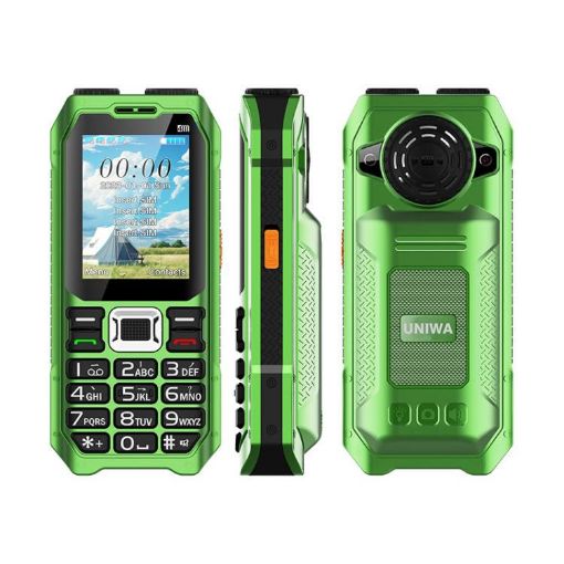 UNIWA M6000 Keypad Phone, Dual Flashlights, 4 SIM, SOS, FM, US Plug - 1