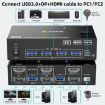 8K 60Hz HDMI DP USB3.0 Dual Monitor KVM Switch, US Plug - 2