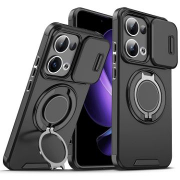 OPPO Reno13 5G Global Camshield Ring Holder Case - Black - 1
