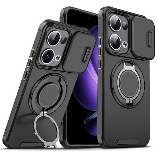 OPPO Reno13 5G Global Camshield Ring Holder Case - Black - 1