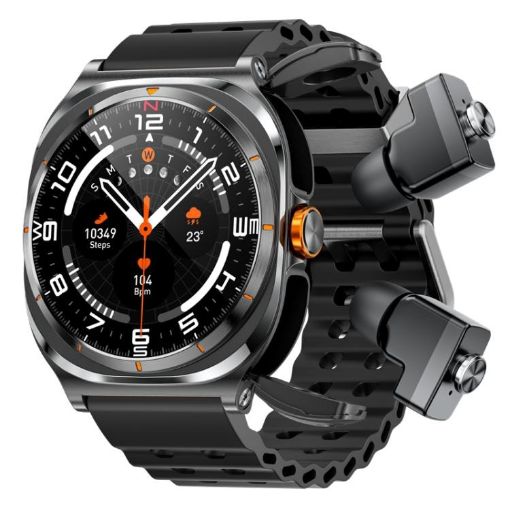 GT98 Smart Watch Headphones, 1.53", Bluetooth/NFC/Heart Rate, Black - 1