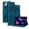 Tecno MegaPad 11 Cartoon Sakura Cat Embossed Leather Case (Blue) - 1