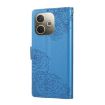 OPPO A5 Pro 5G Blue Leather Case with Rose Emboss & 3 Card Slots - 3