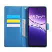 OPPO A5 Pro 5G Blue Leather Case with Rose Emboss & 3 Card Slots - 4