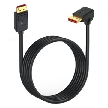 3m DP2.1 Down Elbow DisplayPort Adapter 52Gbps 16K 30Hz (Black) - 1