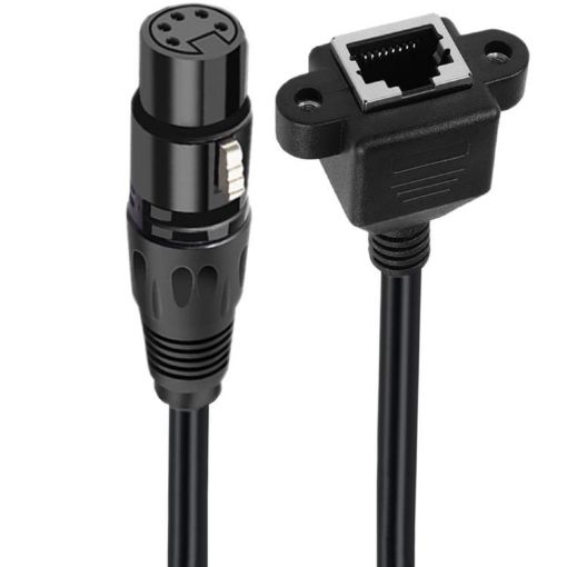 XLR 5 Pin Female to RJ45 Female Audio Cable, 30cm (Black) - 1