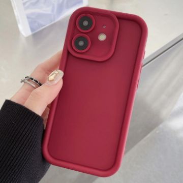 Shockproof Frosted TPU Frame Case for iPhone 12 (Wine Red) - 1