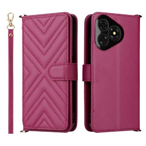 Ulefone Note 19 Leather Case with Wrist Strap & 6 Card Slots (Rose Red) - 1