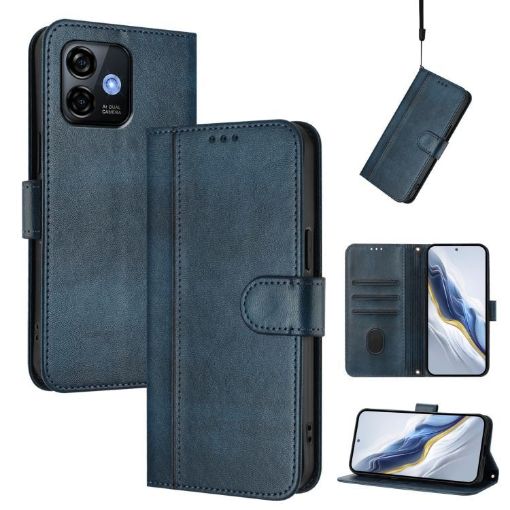 Ulefone Note 16 Pro Retro Leather Phone Case, Dark Blue - 1
