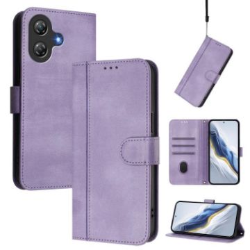Ulefone Note 21 Retro Leather Phone Case, Purple, Line Splicing Buckle - 1