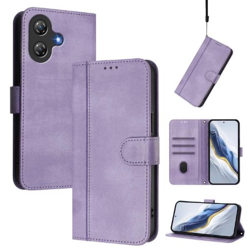 Ulefone Note 21 Retro Leather Phone Case, Purple, Line Splicing Buckle - 1