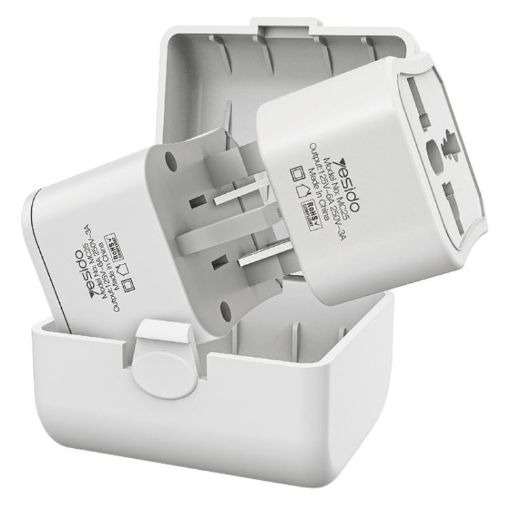 Yesido MC25 750W Travel Plug Adapter Kit with Case (White) - 1