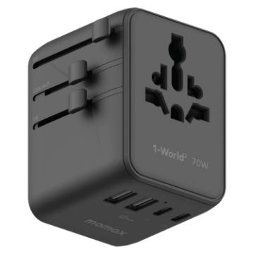 MOMAX UA22 70W Dual AC Mini GaN Global Travel Charger (Black) - 1
