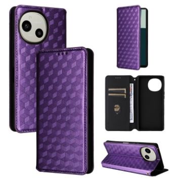 Sharp Aquos R10/R9 Purple Cubic Grid Leather Flip Case - 1