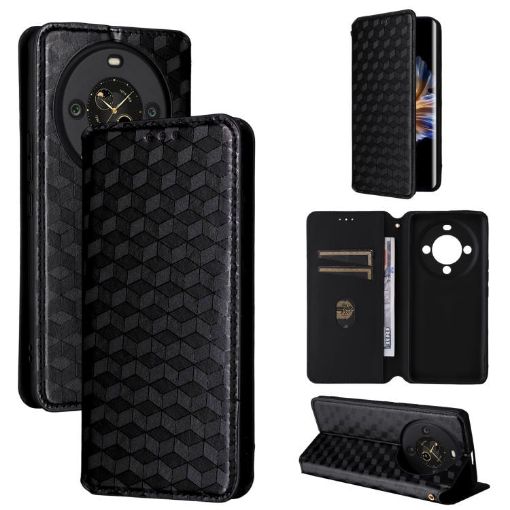 Fossibot S3 Pro Black Cubic Grid Leather Flip Phone Case - 1