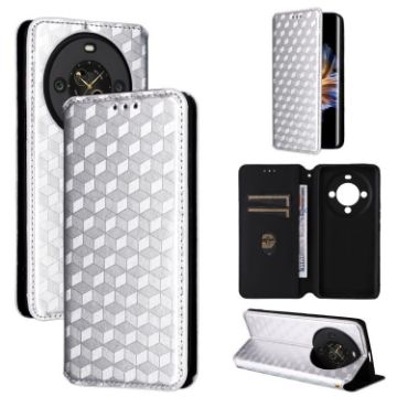 Fossibot S3 Pro Silver Cubic Grid Leather Flip Phone Case - 1