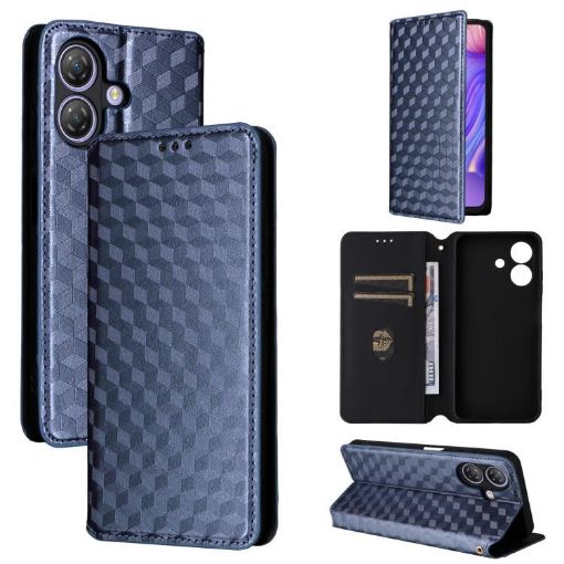 Ulefone Note 21 Blue Cubic Grid Texture Flip Leather Case - 1