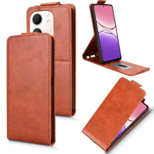 OPPO A5x 5G/4G Brown Magnetic Flip Leather Case with Buckle - 1