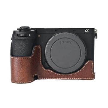 Sony ILCE-6700/A6700 Litchi Texture PU Leather Camera Case Coffee - 1