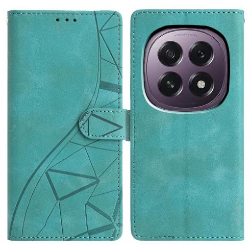 OPPO A5 5G Green Triangles Embossed Leather Phone Case - 1