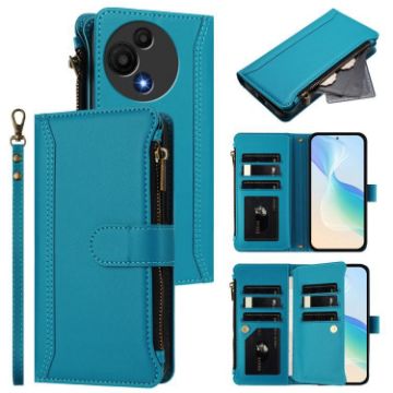 TCL 605/60 SE Zipper Leather Case, 9 Card Slots, Magnetic Closure - 1