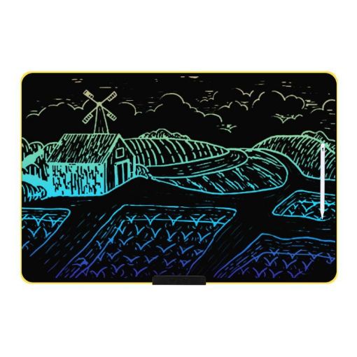 28" Yellow Rechargeable LCD Drawing Board for Kids, Color Writing - 1