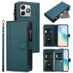 Ulefone Note 18 Ultra/Pro Leather Case: 9 Card Slots & Strap, Green - 1