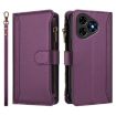 Ulefone Note 19 Purple Leather Case: 9 Card Slots, Zipper, Strap - 2