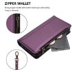 Ulefone Note 19 Purple Leather Case: 9 Card Slots, Zipper, Strap - 5