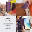 Ulefone Note 19 Purple Leather Case: 9 Card Slots, Zipper, Strap - 6