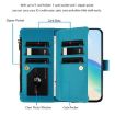 Ulefone Note 21 Turquoise Leather Case: 9 Card Slots, Strap, Zipper - 3