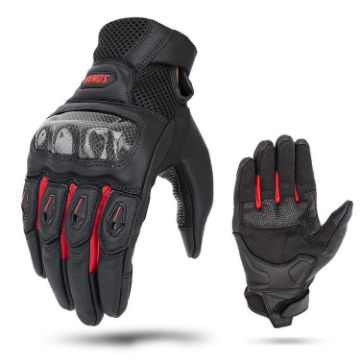 SOMAN MG21 Red Motorcycle Sheepskin Carbon Fiber Gloves, Size M - 1