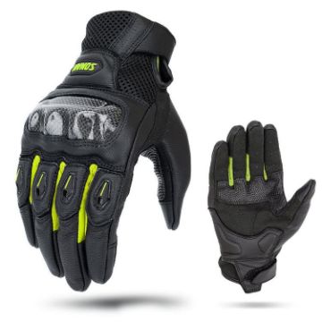 SOMAN MG21 Green Sheepskin Carbon Fiber Off-road Motorcycle Gloves M - 1