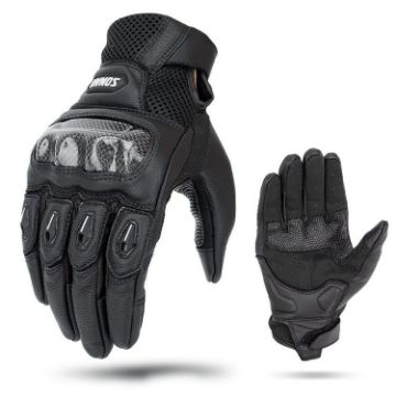 SOMAN MG21 Motorcycle Gloves L Black Sheepskin Carbon Fiber Off-road - 1