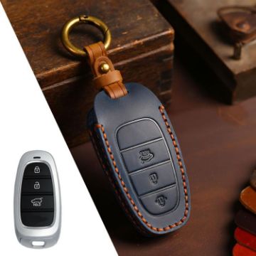 Hyundai Staria/Sonata 3-Button B121 Leather Key Cover (Blue) - 1