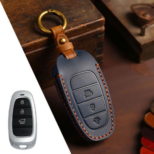 Hyundai Staria/Sonata 3-Button B121 Leather Key Cover (Blue) - 1