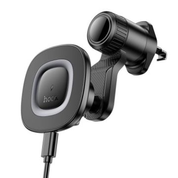 hoco HW30 Magnetic Wireless Charging Car Phone Holder (Black Grey) - 1