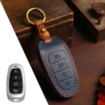 Hyundai Staria/Sonata 4-Button B122 Blue Cowhide Key Cover - 1