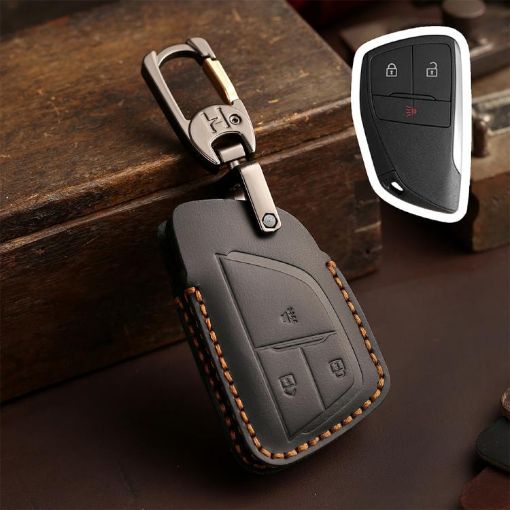 Buick Envision 2023 Cowhide Key Cover (3-button Black) - 1