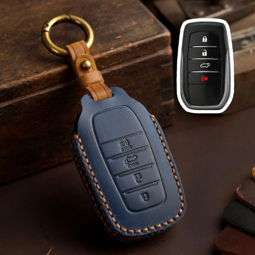 Toyota SIENNA/Granvia/Alphard Key Cover, Crazy Horse Cowhide, Blue - 1