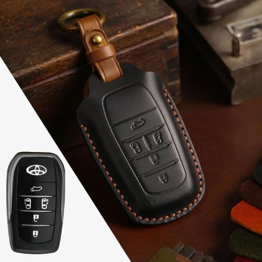 Toyota Alphard Cowhide 5-Button Key Cover (Black) - 1