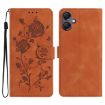 Samsung Galaxy A06 Brown Leather Case with Rose Embossing Pattern - 1