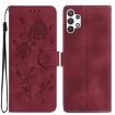 Samsung Galaxy A13 4G Rose Embossed Leather Case (Red) - 1
