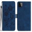 Samsung Galaxy A22 5G Rose Embossed Leather Case (Dark Blue) - 1