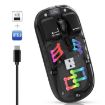 HXSJ T200 Black Transparent RGB Wireless Mouse, Dual Modes 2.4G BT5.0 - 1