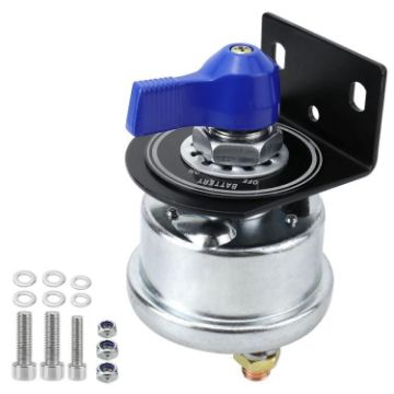 12-24V 200A Battery Disconnect Switch with Blue Handle & Bracket - 1